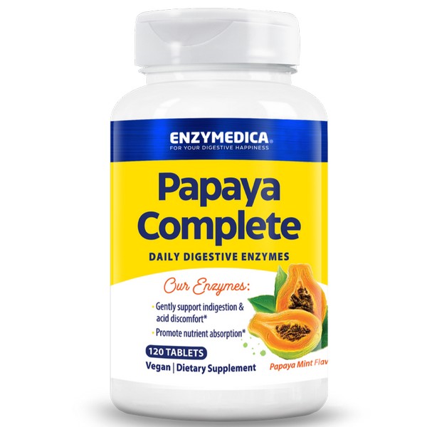 Enzymedica Papaya Complete Daily Digestive Enzymes 120 Tablets for Healthy Digestion